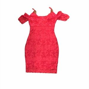 Fuscia off the shoulder cocktail dress